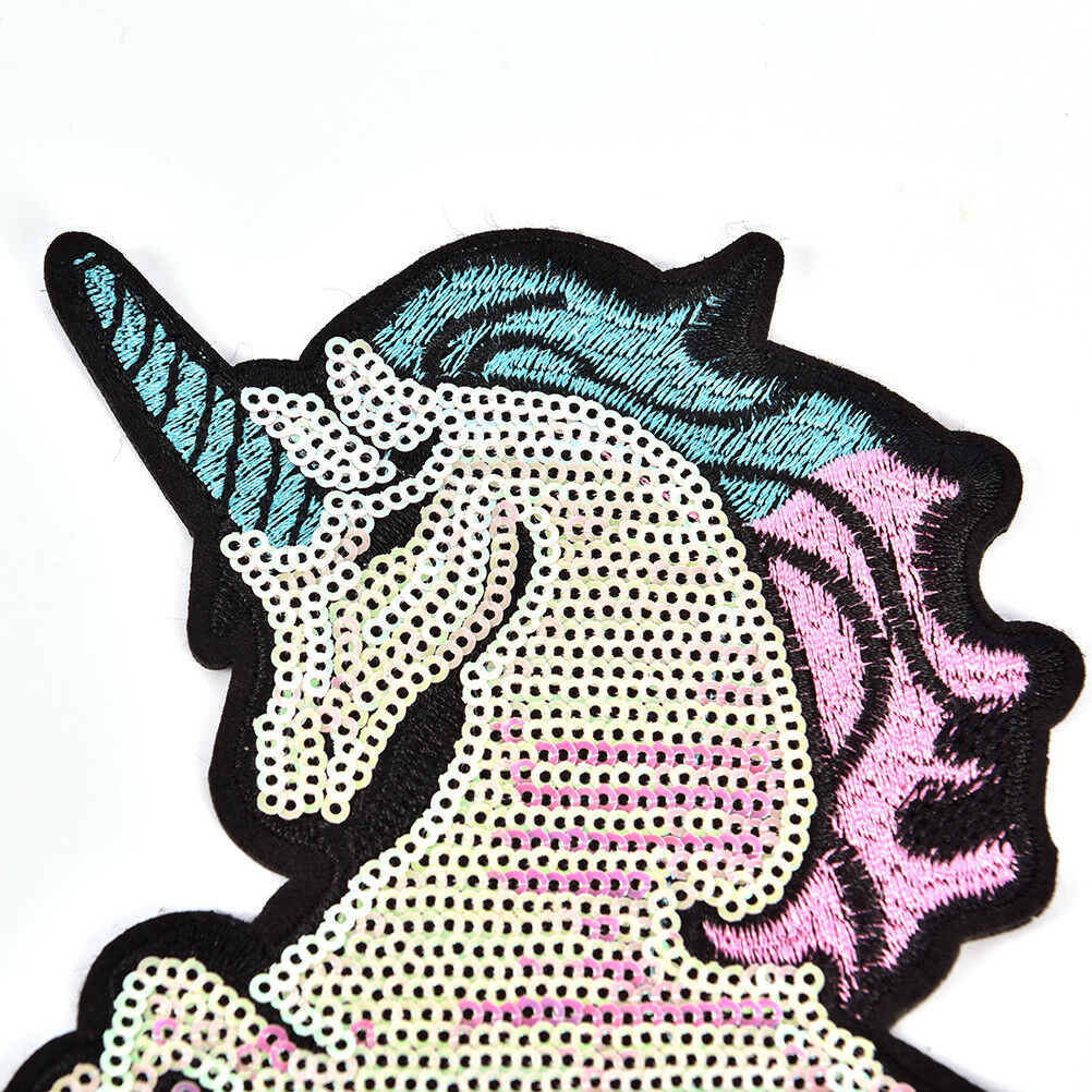 Embroidered Patches Big Horse Sequin Patch IronOn Fabric Badge SewOn Appli.l8