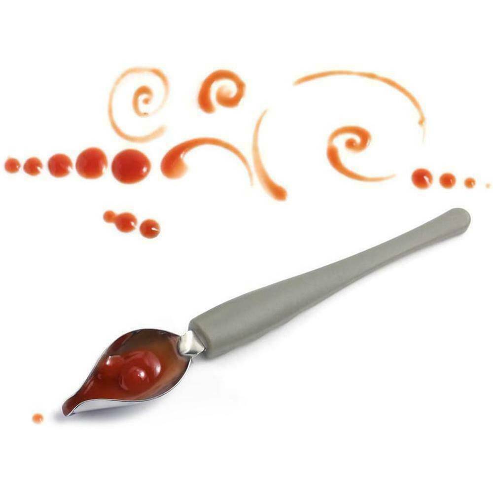 2x Plate Dish Sauce Painting Pencil Coffee Art Draw Spoon Stainless DIY Tool UK