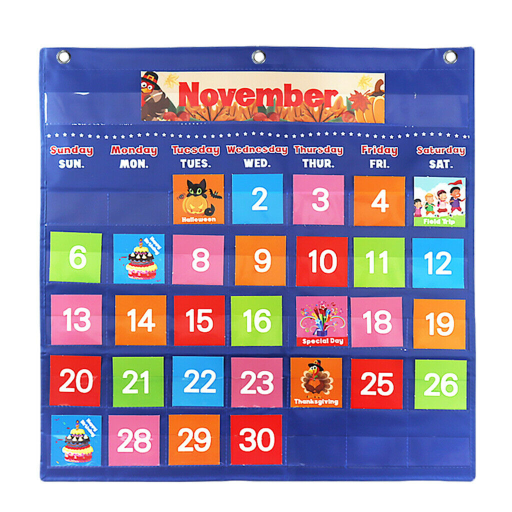 Homeschool Learning Calendar Pocket Chart Day Week Monthly Pocket Chart for Kids