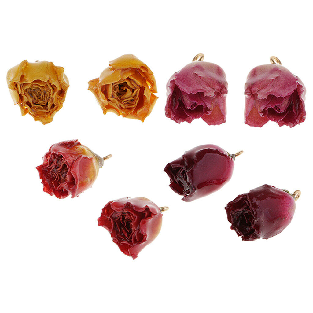 8Pcs   Real   Dried   Rose   Charms   Flower   Pendants   for   DIY   Jewelry
