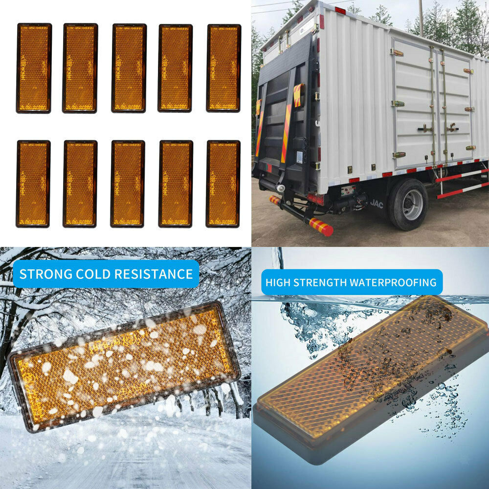 Orange 3.5x8.8cm Oblong Rear Reflector Pack of 10 Trailer Fence /Gate Post