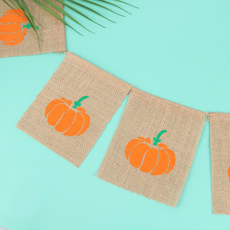 Linen Pumpkin Flags Cartoon Banner Fall Wedding Birthday Banner Outd EAD TL