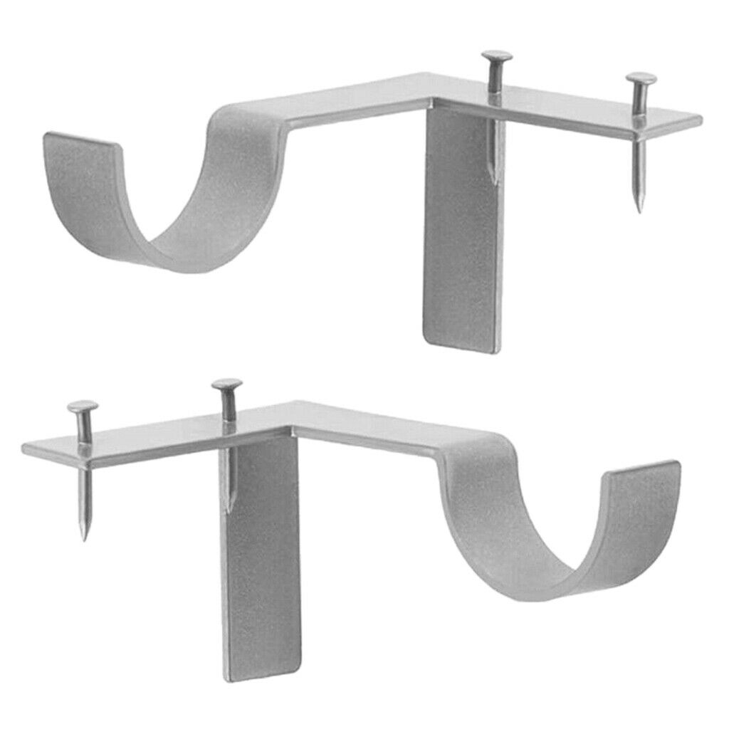 2Pair Curtain Rod Brackets Holders Single No Drilling Adjustable for Window