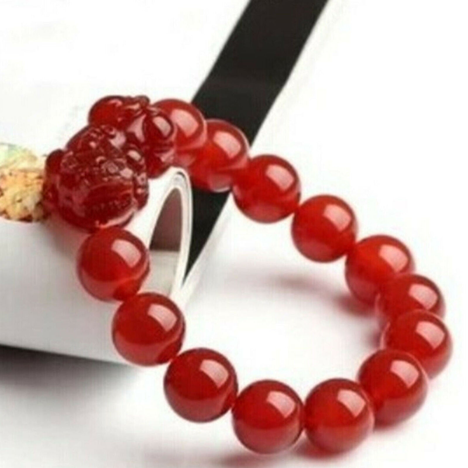 10mm Natural Red Agate Feng Shui Pi Xiu Wealth Bracelet Good Luck Bangle Gifts
