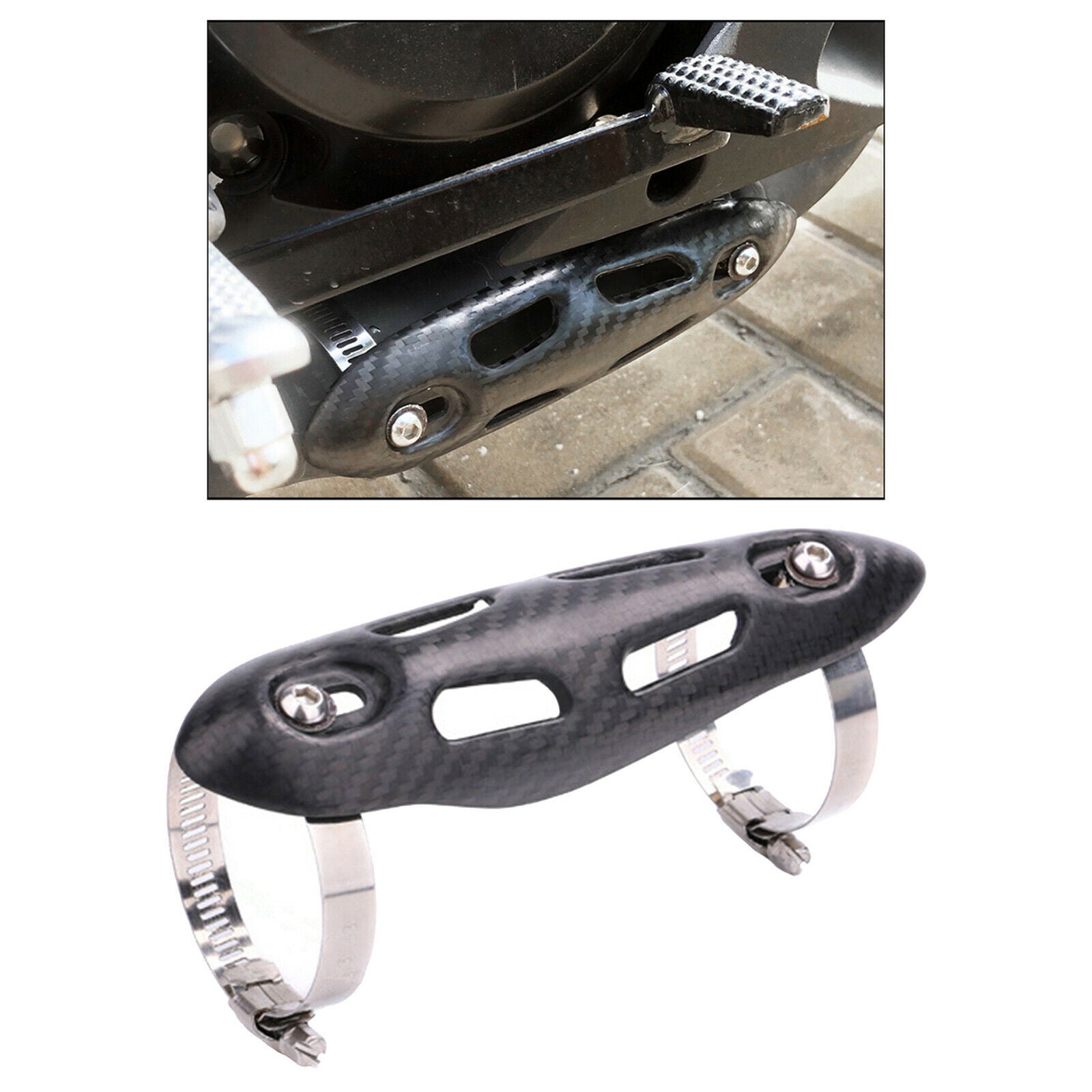 Motorcycle Carbon Fiber Style Exhaust Muffler Pipe Heat Shield Cover Guard,