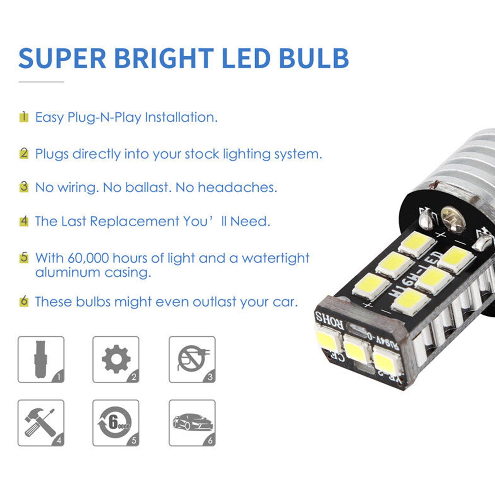 New 1156 P21W BA15S 2835 15LED Canbus Car Reverse Backup Tail Light Bulb White