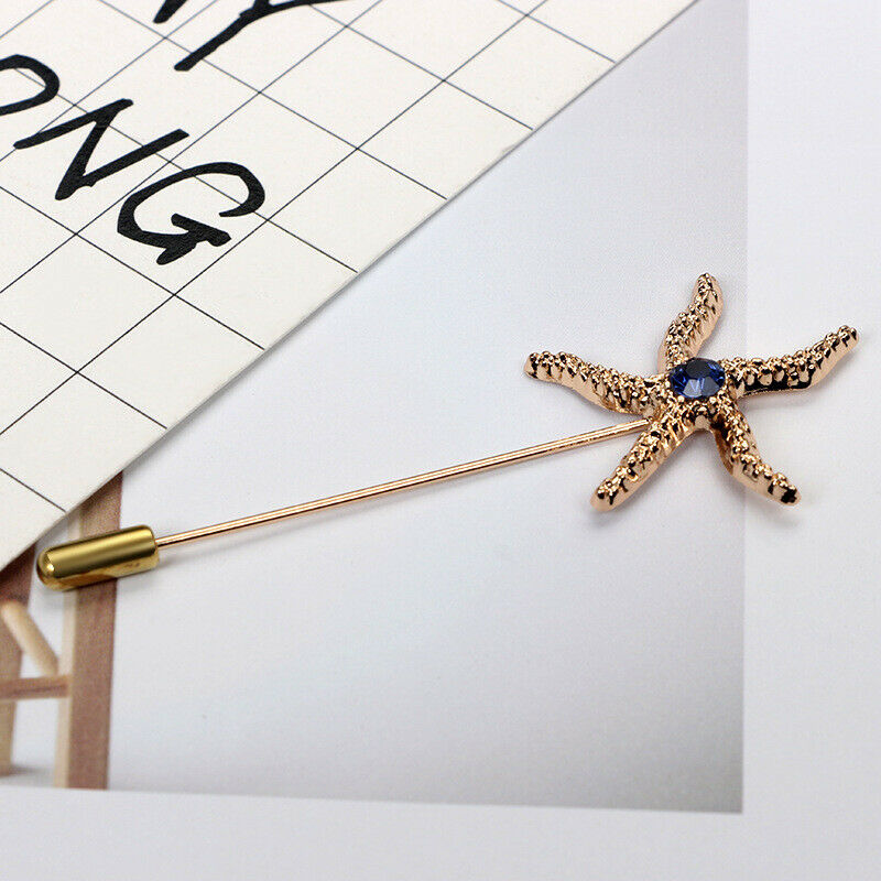 Women Mens Starfish Lapel Stick Pin Brooch Badge for Tie Hat Scarf Accessory