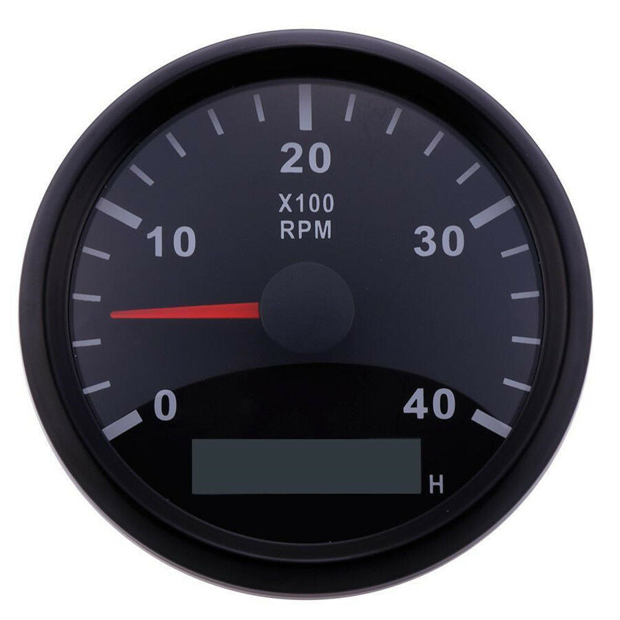 12/24V Auto Car Marine RPM Tachometer Gauge LCD Tacho Hour Meter 0-4000 RPM 85mm