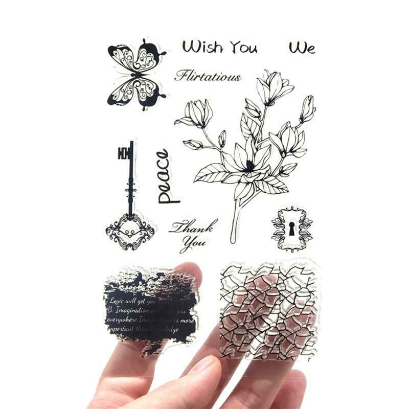 Key Flower Silicone Clear Seal Stamp DIY Scrapbook Embossing Photo Album Decor