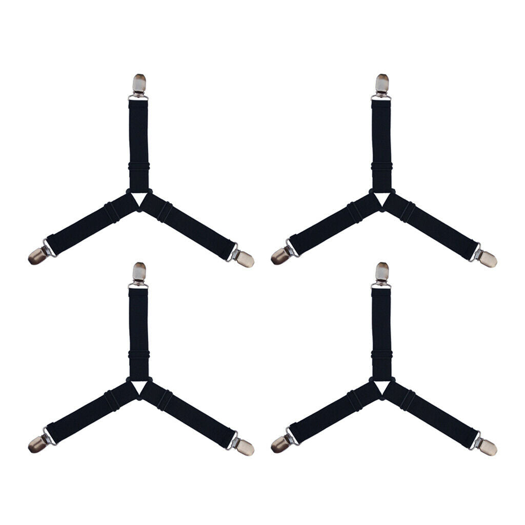 Bed Suspender Straps Mattress Fastener Holder Triangle Grippers Sheet Clips