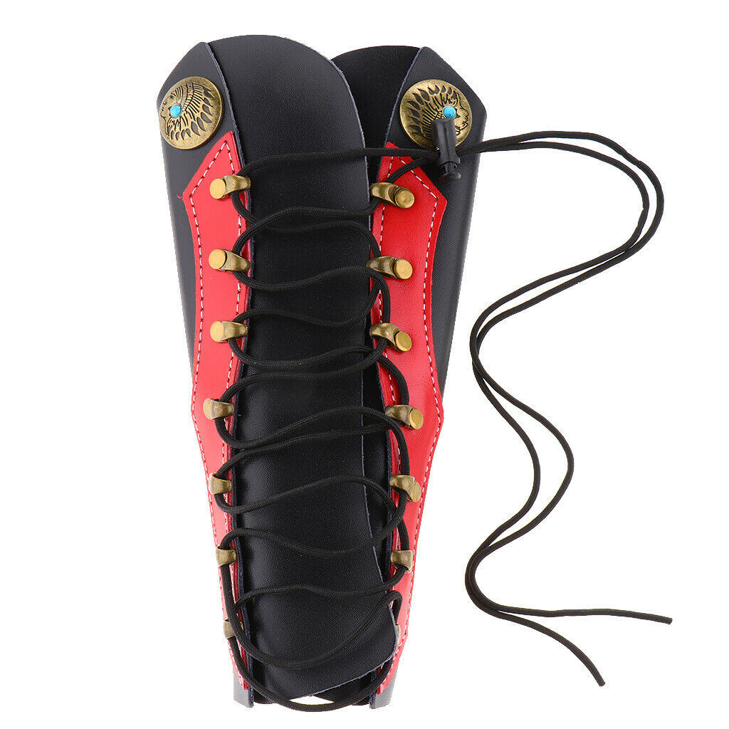 Archery Arm Guard Forearm Safety Protector for Traditional Bow Hunting Red