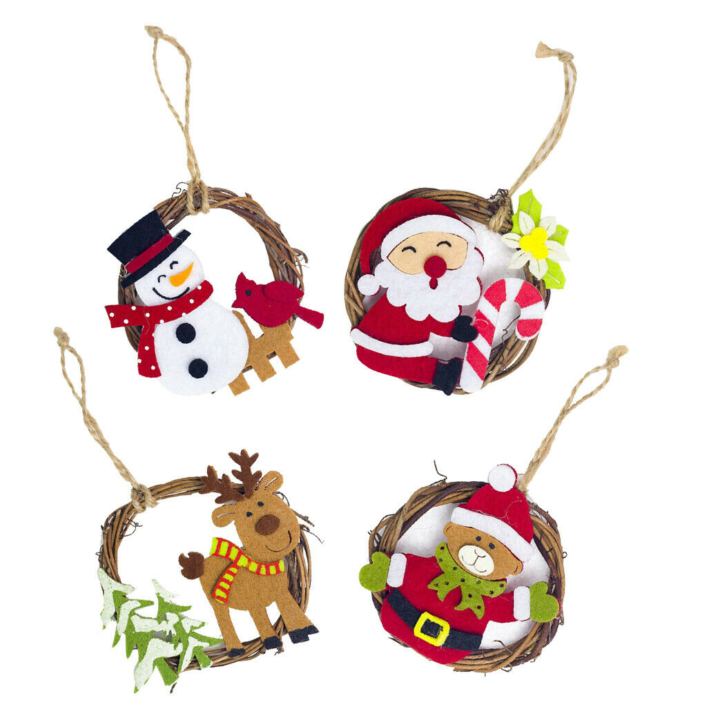 4x Assorted Christmas Wreath Rattan Christmas Tree  Decoration