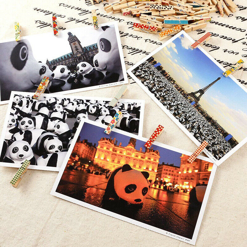 100x Cute Painted Wood Pegs Gift Crafts Wedding Hanging Photo Mini Pinch Clip HN