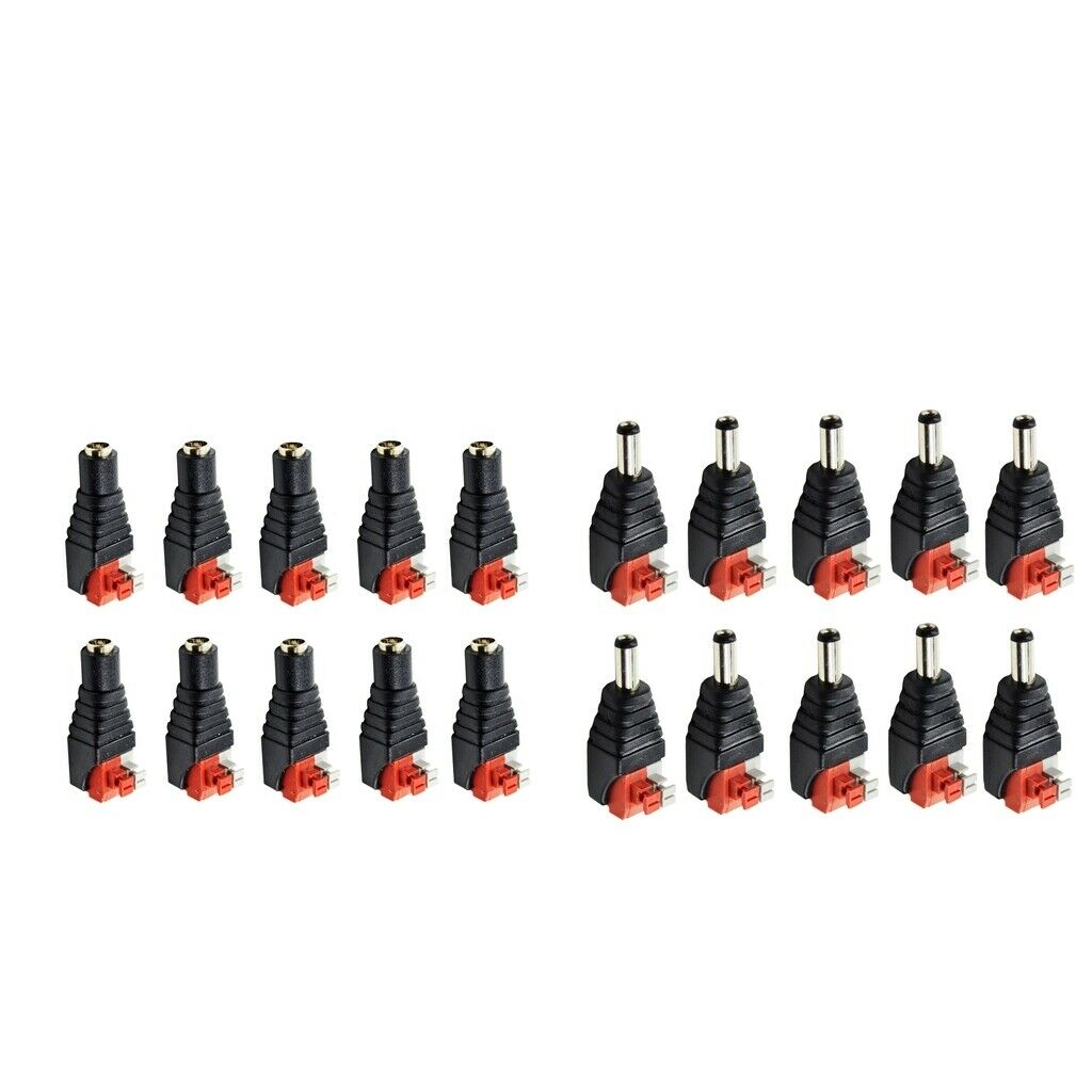 20PCS Red 12V Male Female DC Power Plug Adapter Connector for LED Strip Light