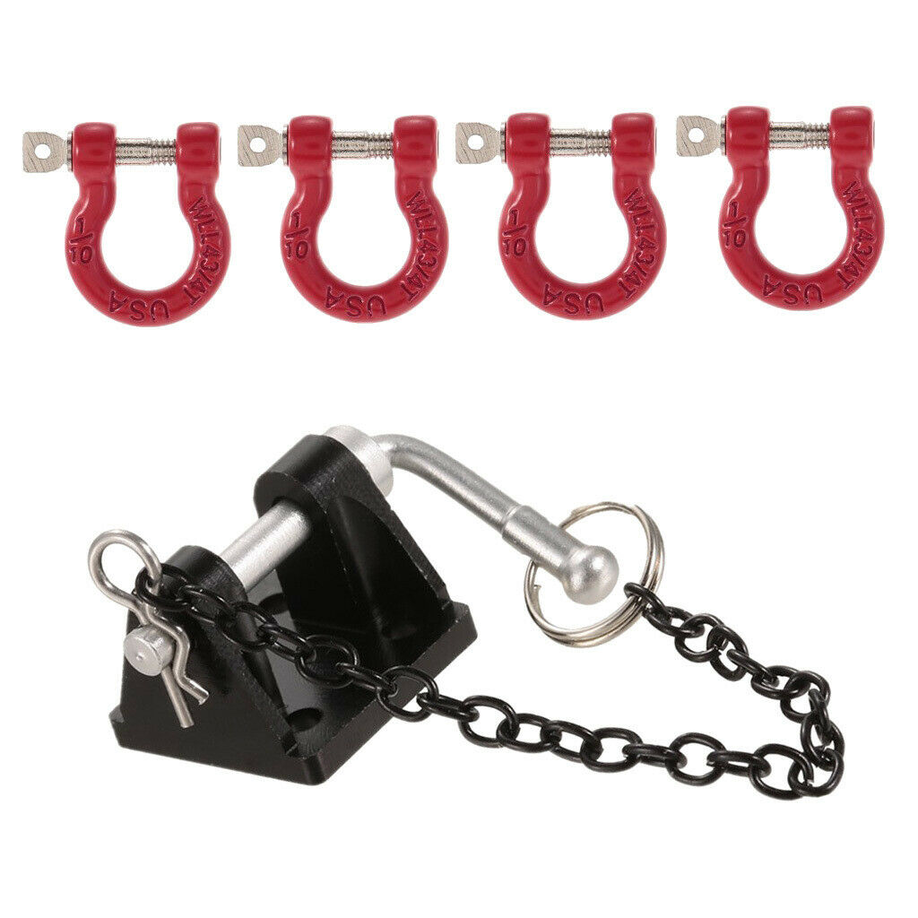 Metal RC Tow Shackle Trailer Hook Set for 1/10 SCX10 90046 D90 RC Crawler