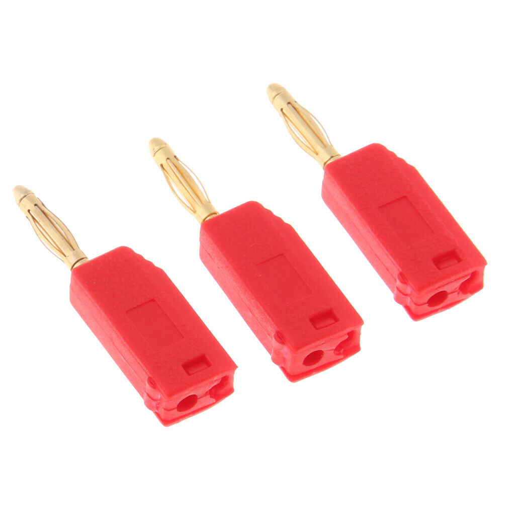 2mm Banana Unshrouded Stackable Plug Red Connector Insulated Black/Red 10PCS