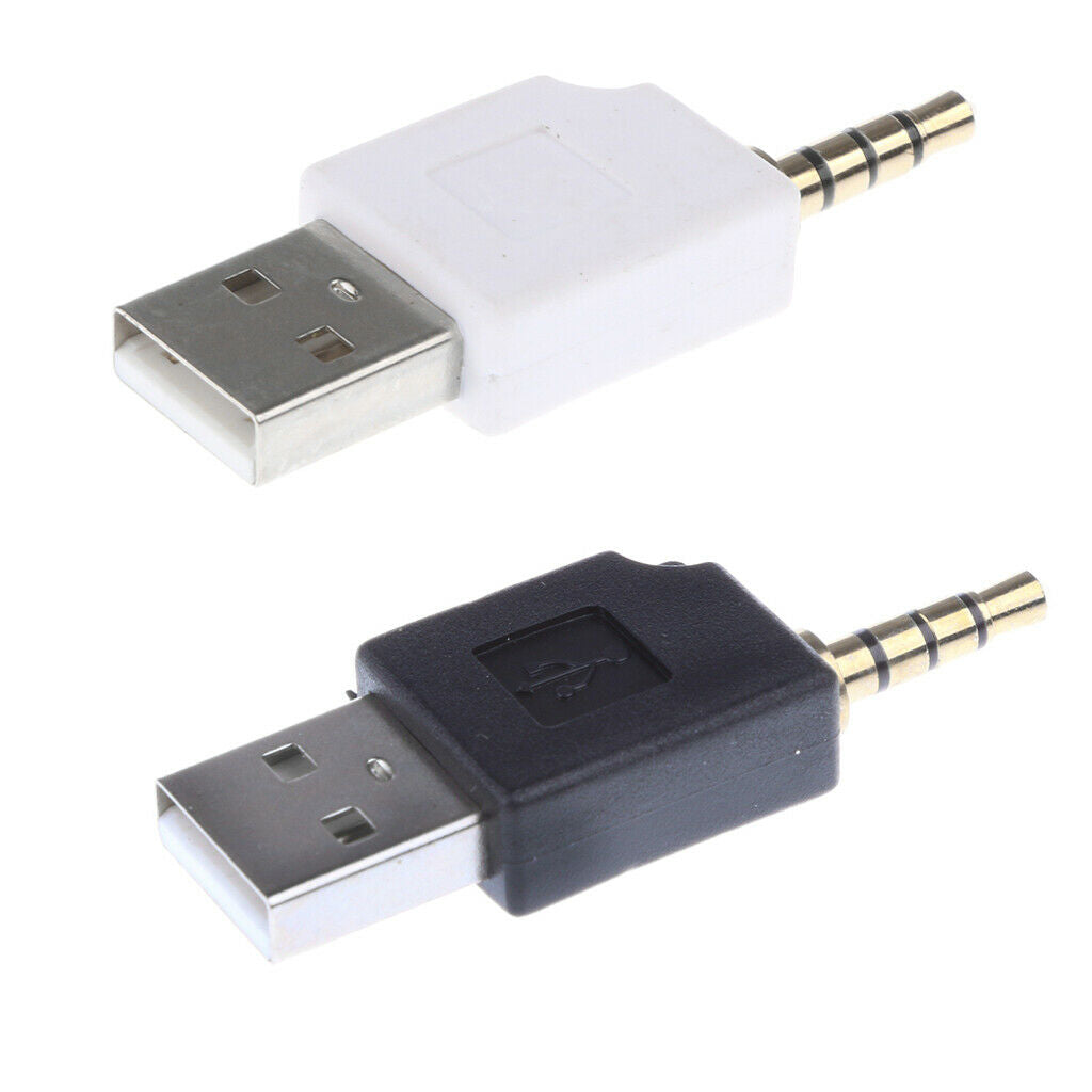 2x USB to 3.5mm Male Charger Converter Adapter Plug for iPod Shuffle 2nd