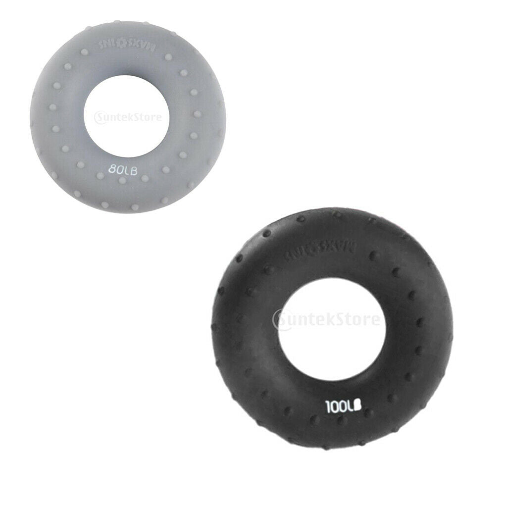 Forearm Wrist Finger Exerciser Hand Grip Silicone Ring Gripper 100LB & 80LBS