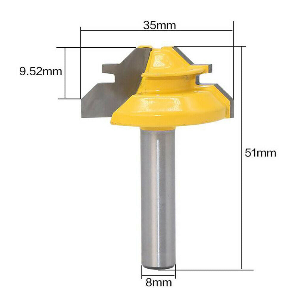 45 Deg Lock Miter Router Bit - 8mm *1-3/8" - 8mm Shank