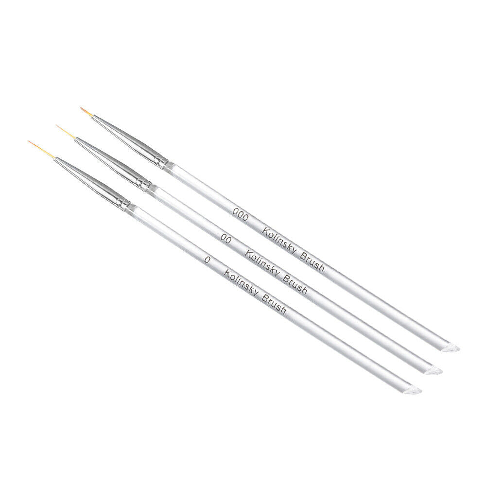 3x Nail Art UV Gel Liner Drawing Brush Flower Painting Acrylic Pen Tools Supply