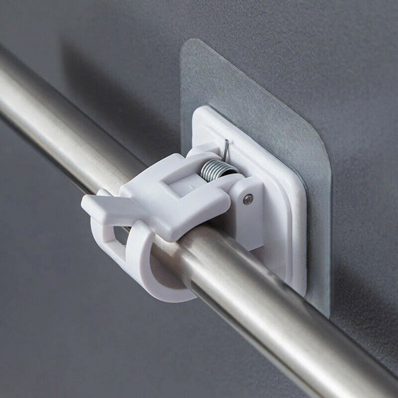 2Pcs Hanging Rod Clip Adhesive Wall Curtain Hanging Clamp Hooks Curtain rodBDAU
