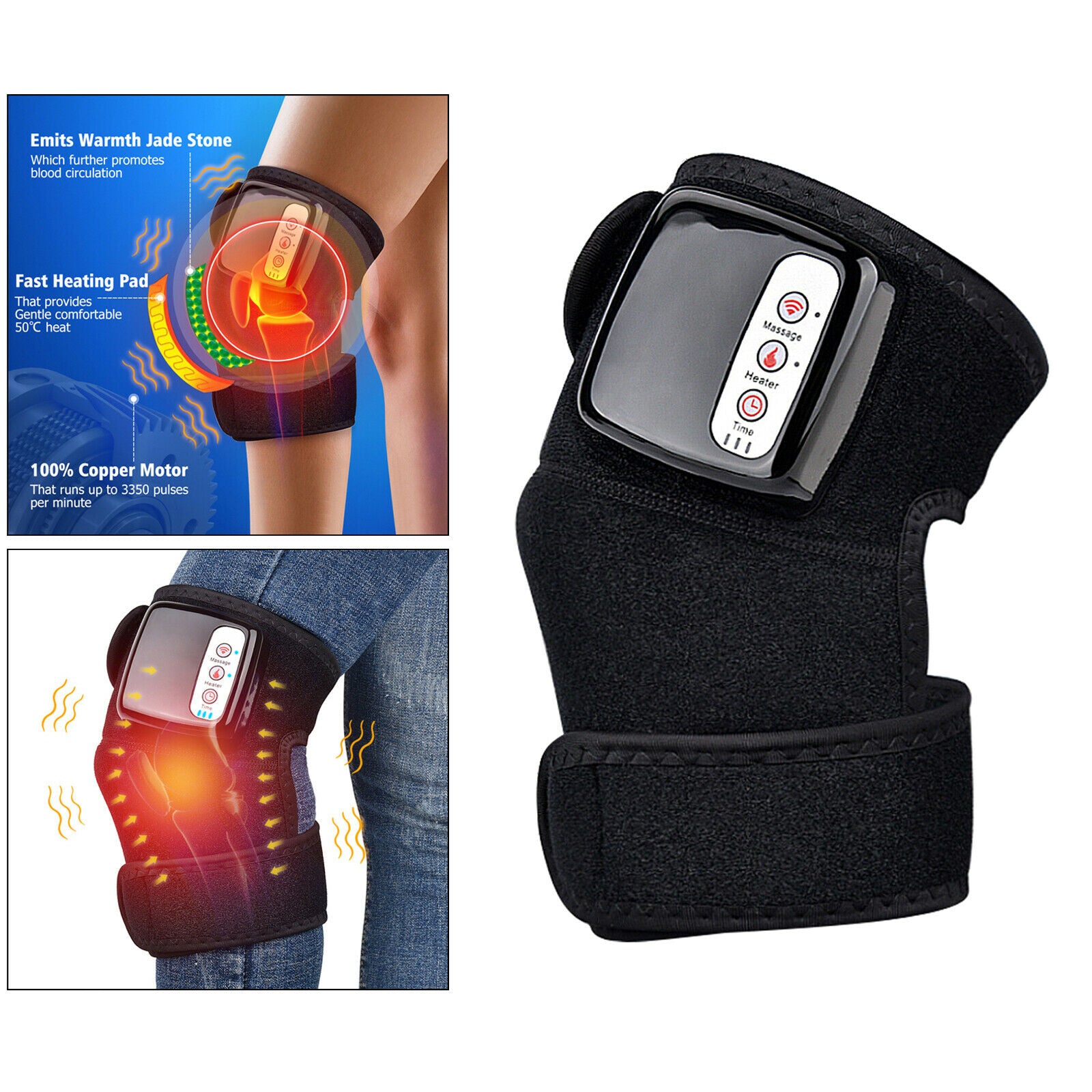Electric Vibration Wireless Rechargeable Knee Massager Joint for UK Plug