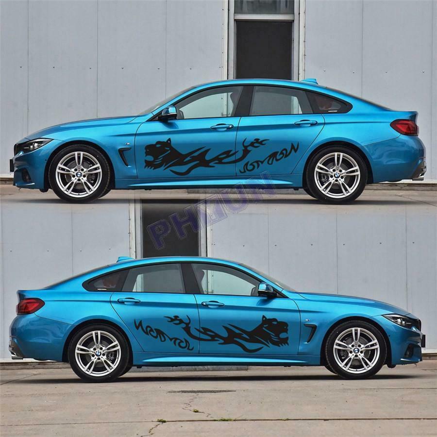2 Car Body Stickers Decals Black Cheetah Style 68.9 "Ã— 16.9" SUV Truck Universal