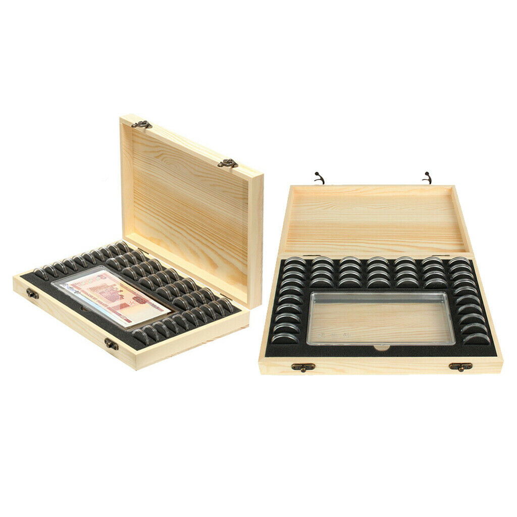 2pcs Wooden Coins Collection Storage Box Set for Certified Coin Capsules