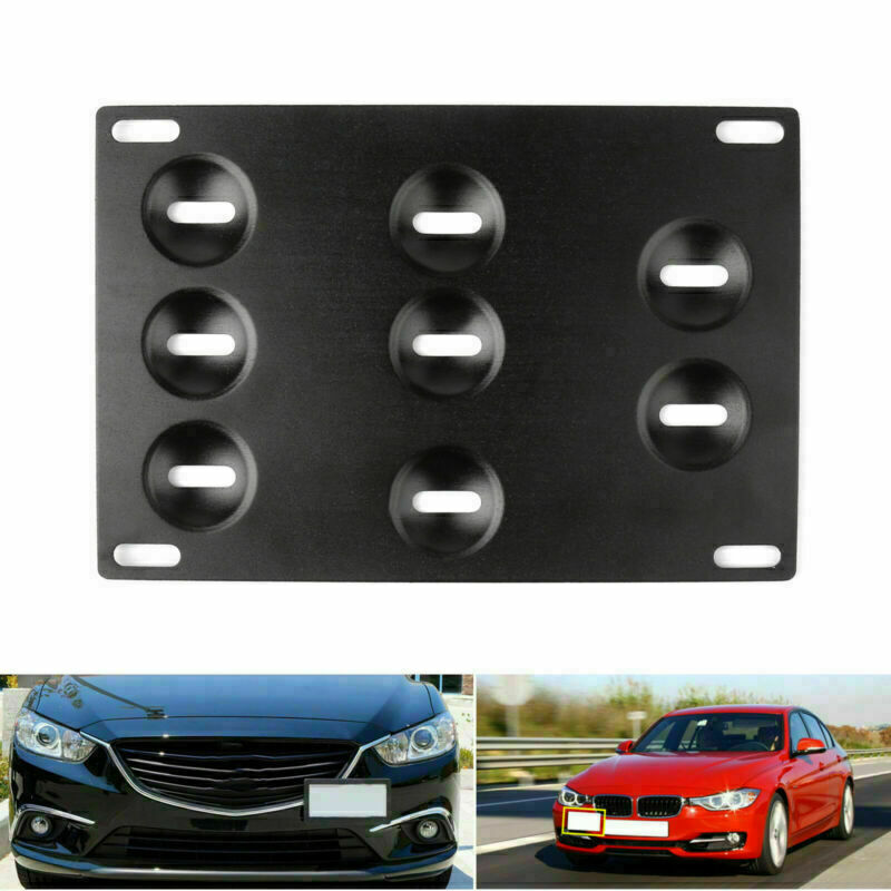 1PC Car Black Front Bumper Tow Hook License Plate Mounting Bracket Universal CN