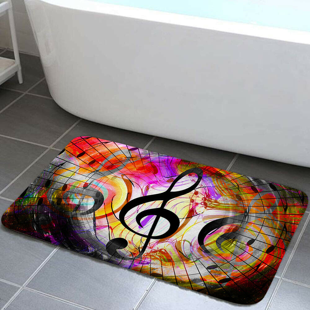 Abstract Modern Music Symbol Shower Curtain Toilet Cover Rug Contour Rug