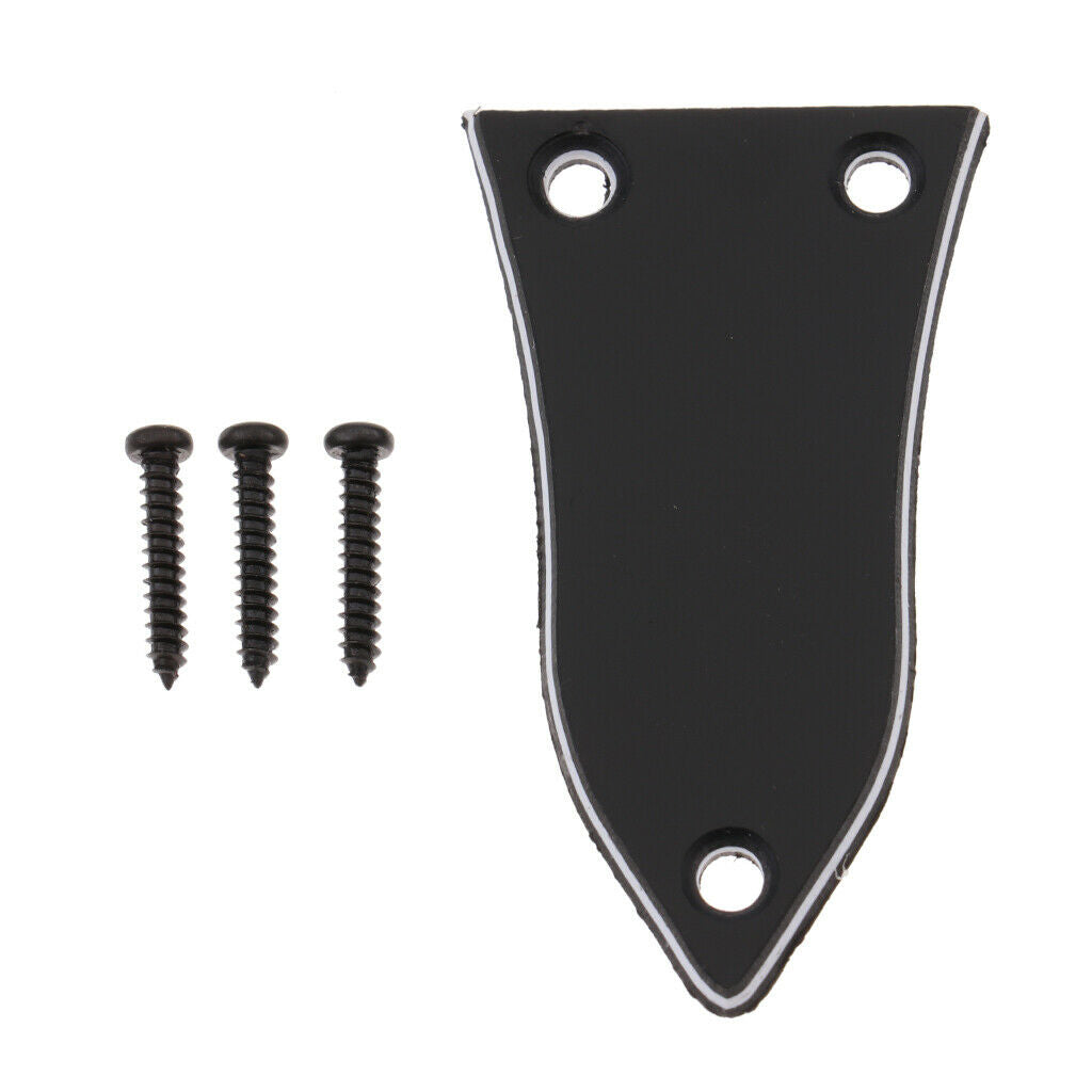 ABS Truss Rod Cover Plates with 3 Screws for Guitar DIY Black 49.5x28mm