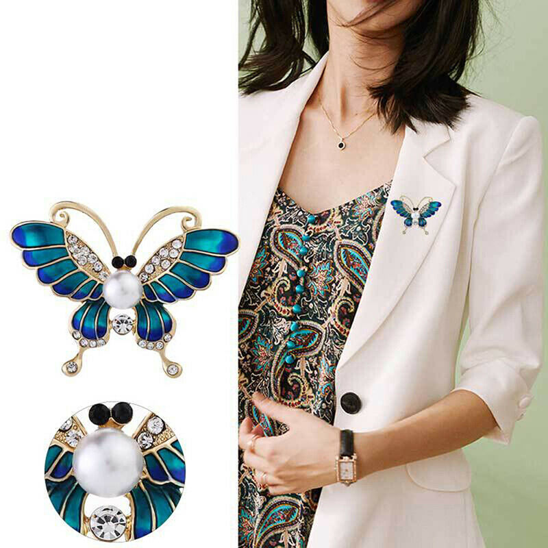 Butterfly Brooches Metal Crystal Rhinestones Cutout Brooch Pins Wedding P.l8