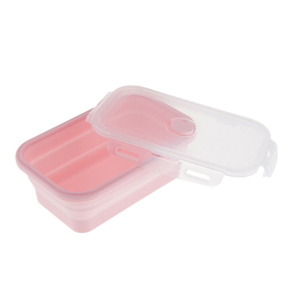 Collapsible Silicone Lunch Box Food Container Pink/Red/Green 800ml Pink