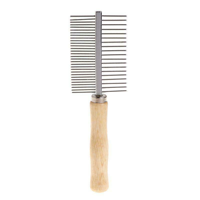 Pet Comb Grooming Double Combs Stainless Steel Wooden Handle Cat Kitten Dog Hair