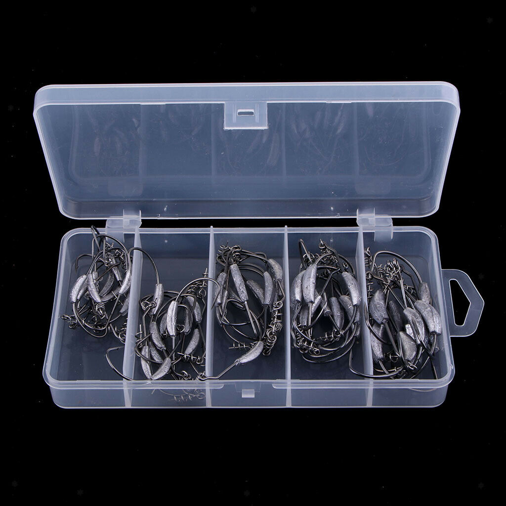 50pcs Weighted Superline Spring Hook with Centering Pin for Rigging Baits