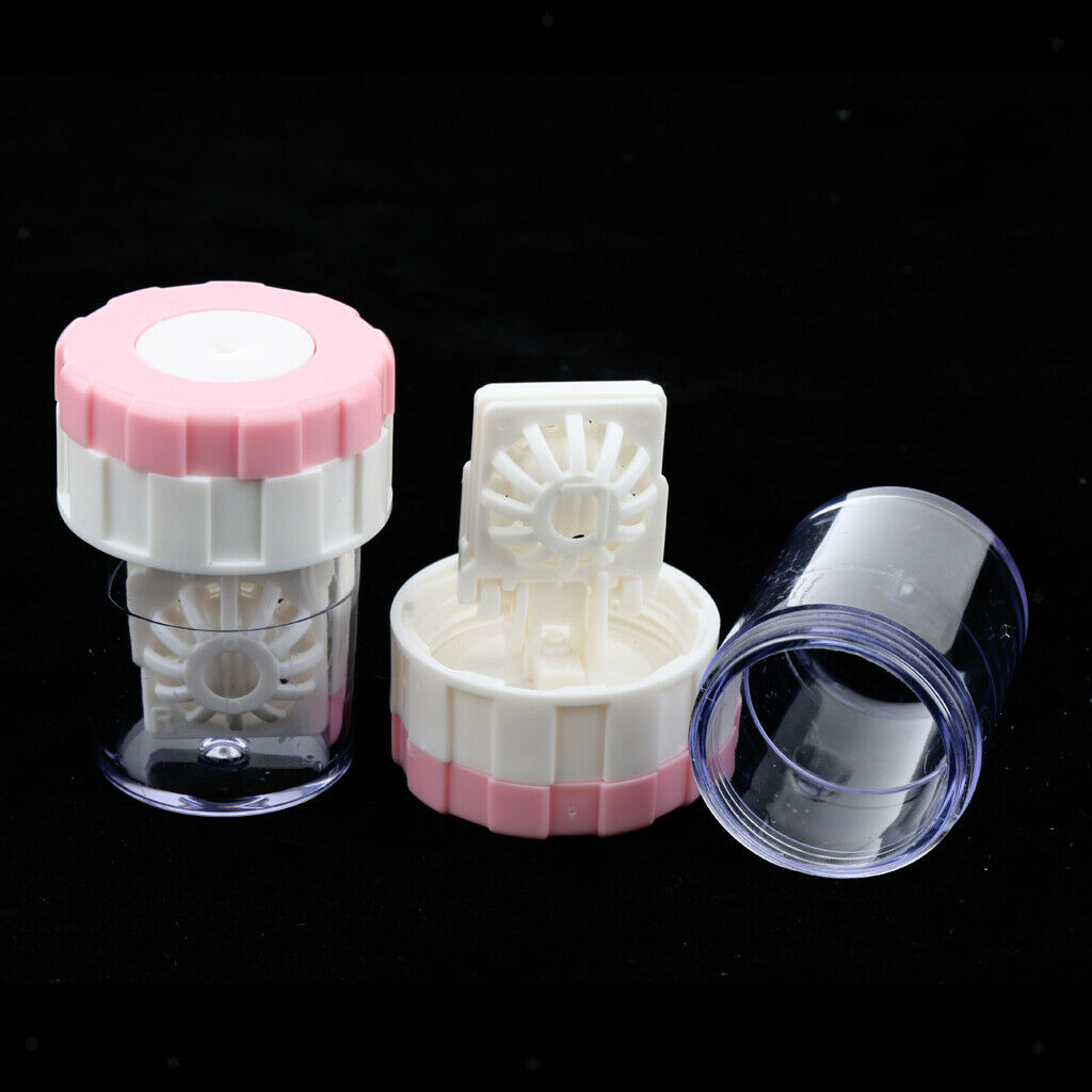 2 Pieces Plastic Manual Contact Lens Cleaning Washer Lenses Case Travel Kit