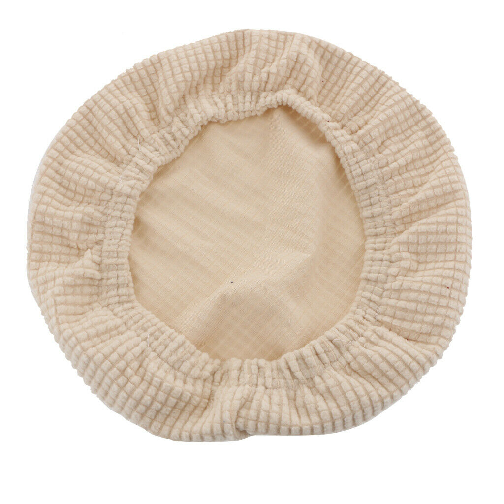 2x Elastic Bar Stool Covers Round Rotatable Chair Seat Top Slipcovers Beige