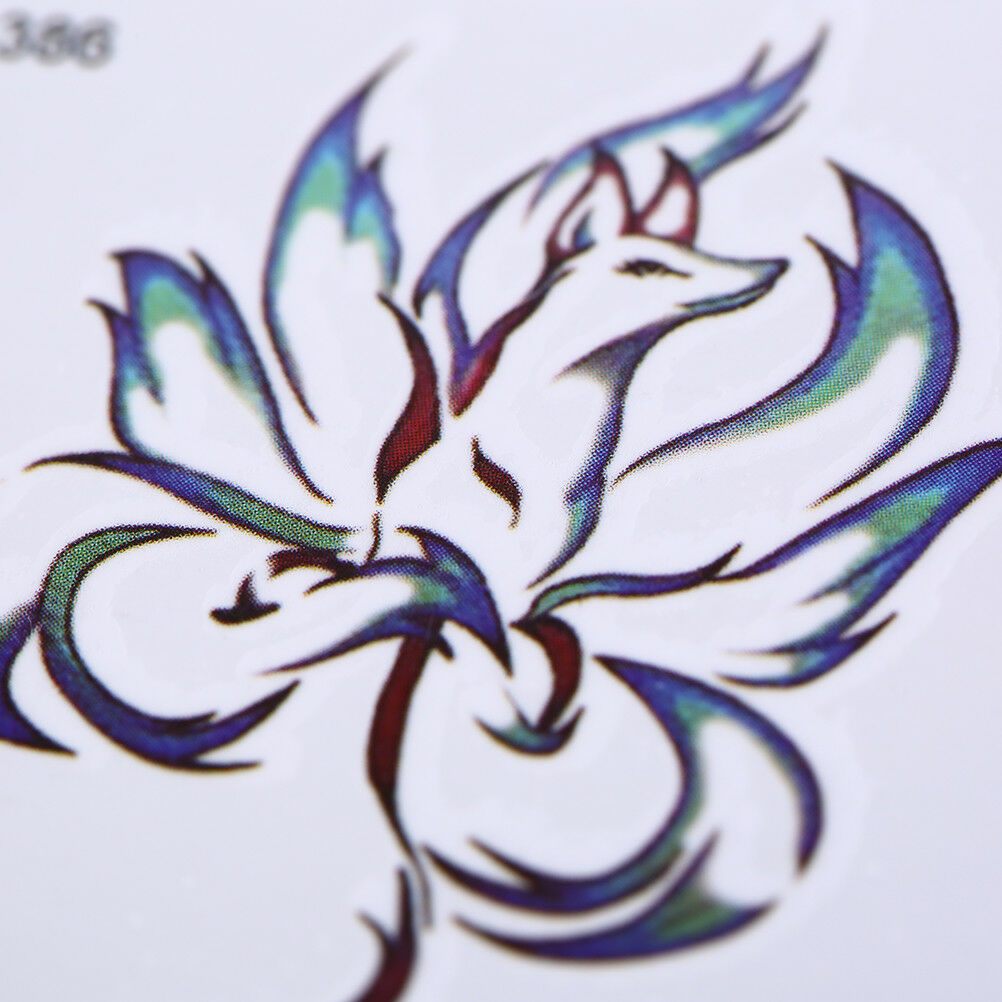 Waterproof Temporary Tattoo Stickers Nine Tail Fox Water Transfer flash tatoo BD