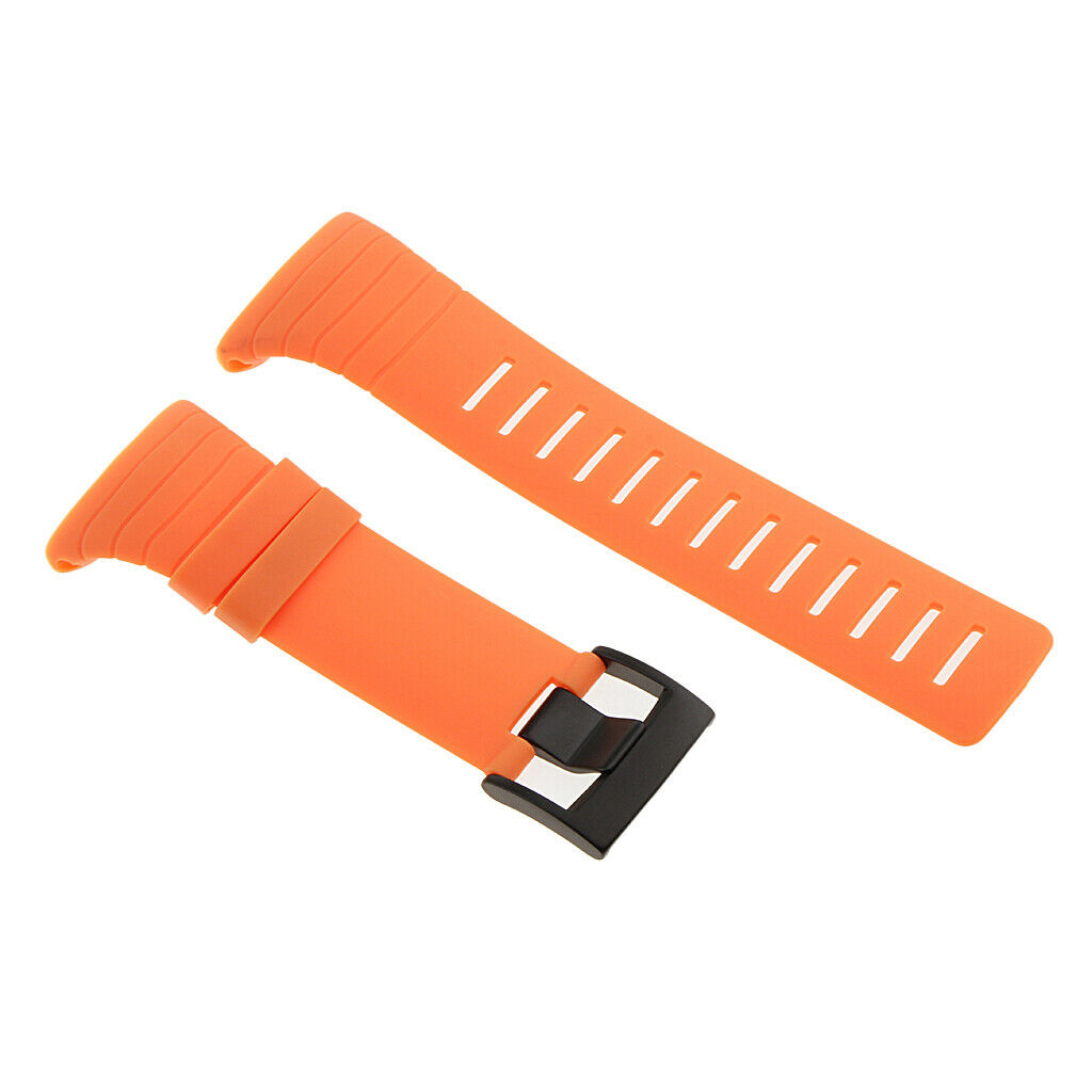 Silicone Watch Band Stainless Steel Tang Buckle 24mm for Suunto Core Orange