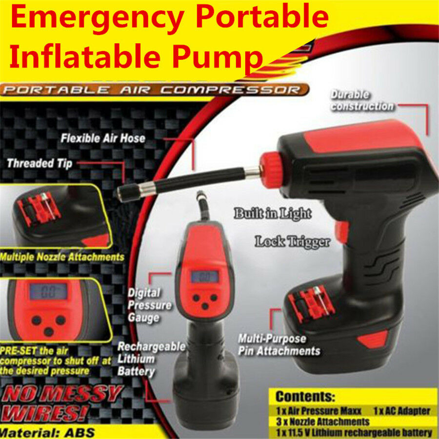 1x Portable Cordless Handheld Digital Car Tire Inflatable Pump Inflator Air Pump