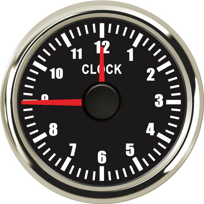 52MM Universal Clock Gauge,2-1/16",9-32V,Black for Cars Truck Boat Red Backlight