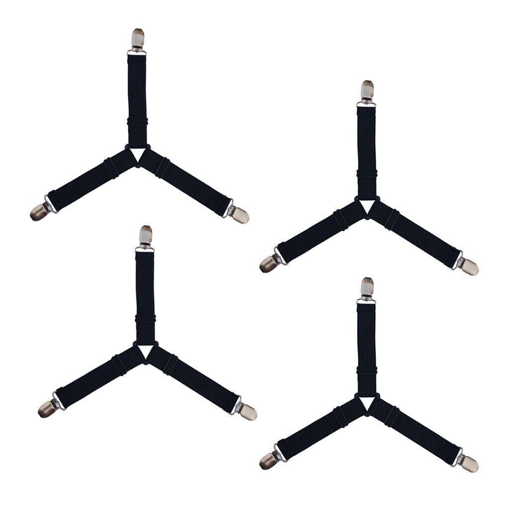 Bed Suspender Straps Mattress Fastener Holder Triangle Grippers Sheet Clips