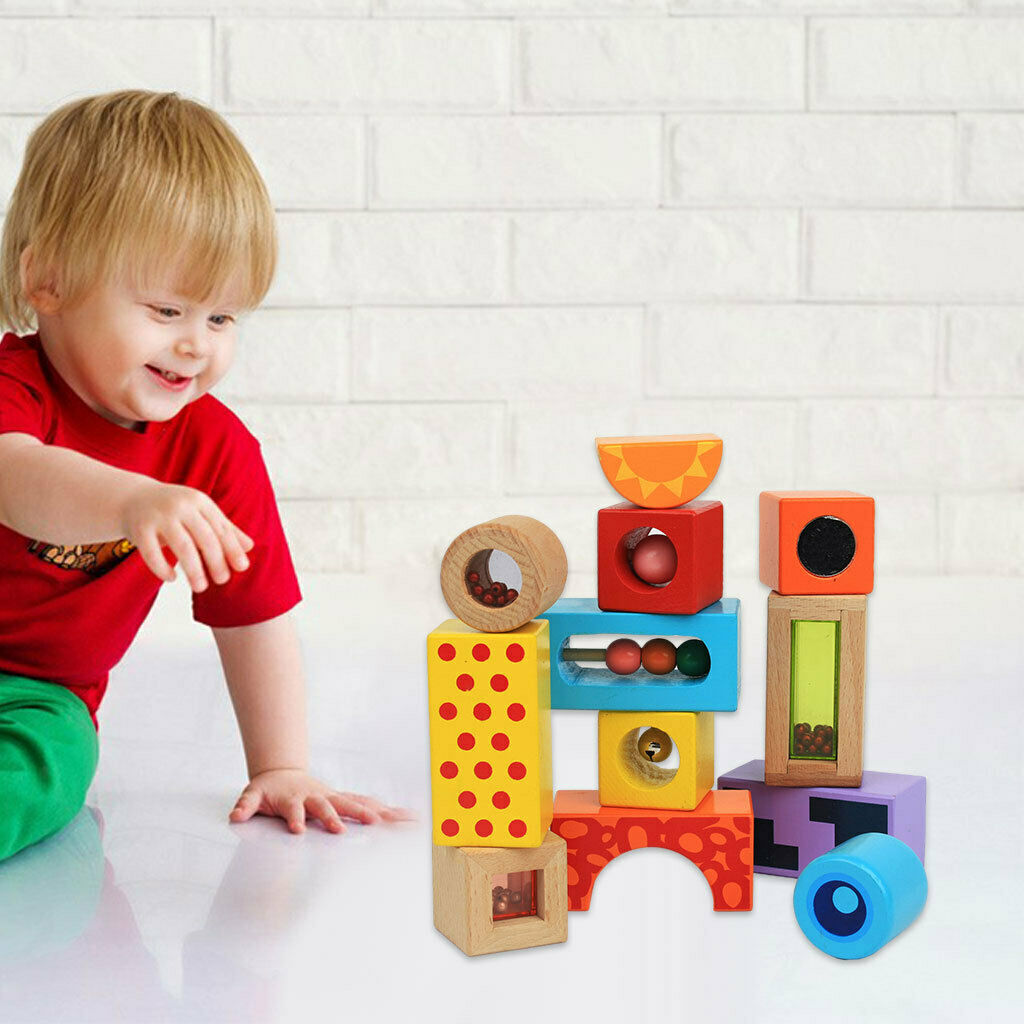 12Pcs Geometric Shape Stack Block Building Blocks for Baby Boys and Girls