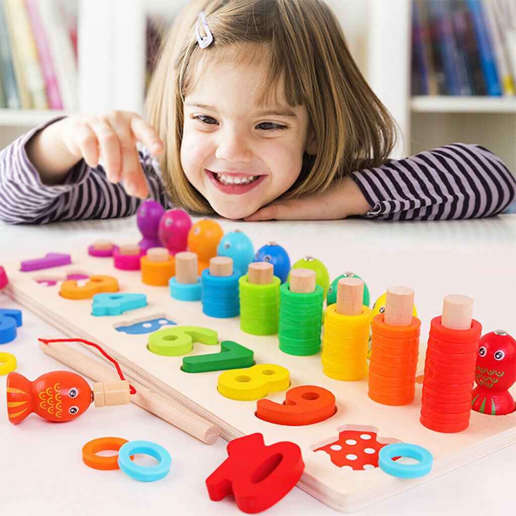 Wooden Math Fishing Toys Preschool Education Aids Toys for Children Kids