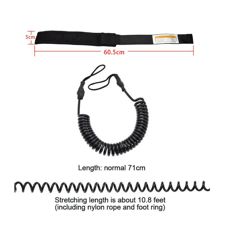 Coiled Surfboard Raft Traction Rope Stand UP Paddle Board Ankle Foot Leg Rope