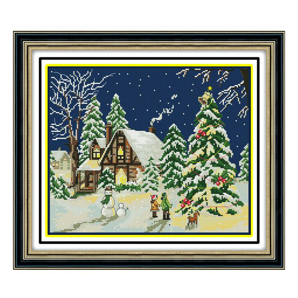 Winter Landscape Handmade Stamped Cross Stitch Kits For Adults Embroidery