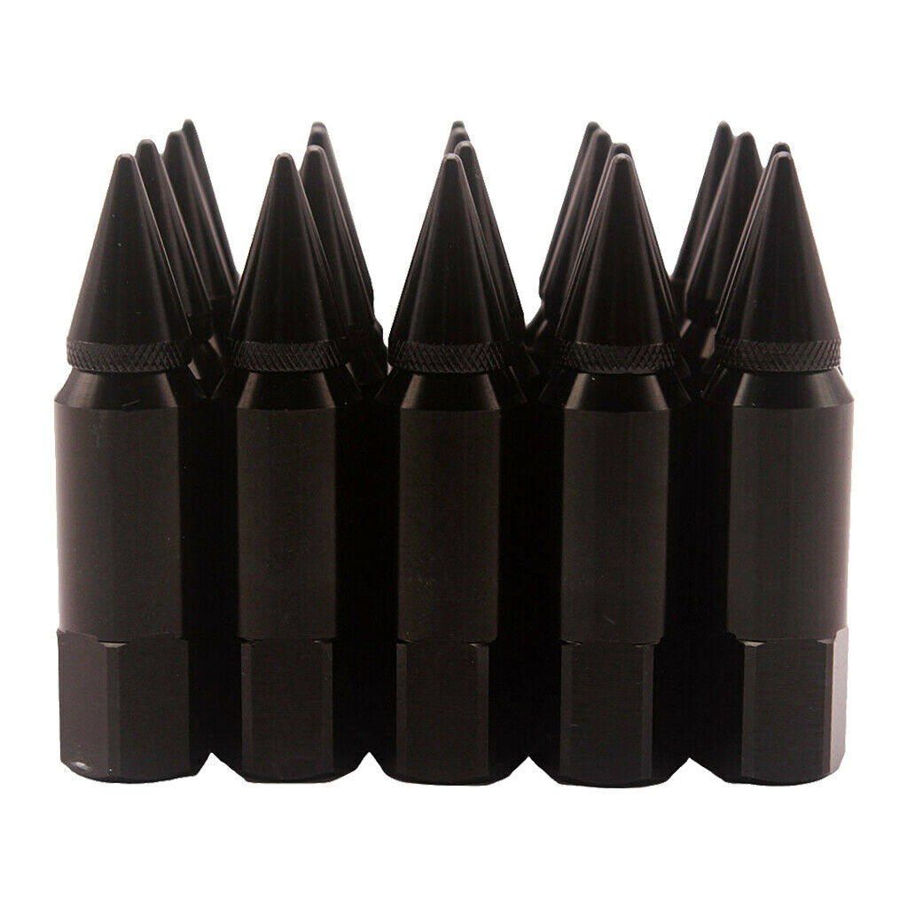 20Pcs Black Racing Car Wheel/Rims Hub Lug Nuts w/Spikes 60mm Car-Styling