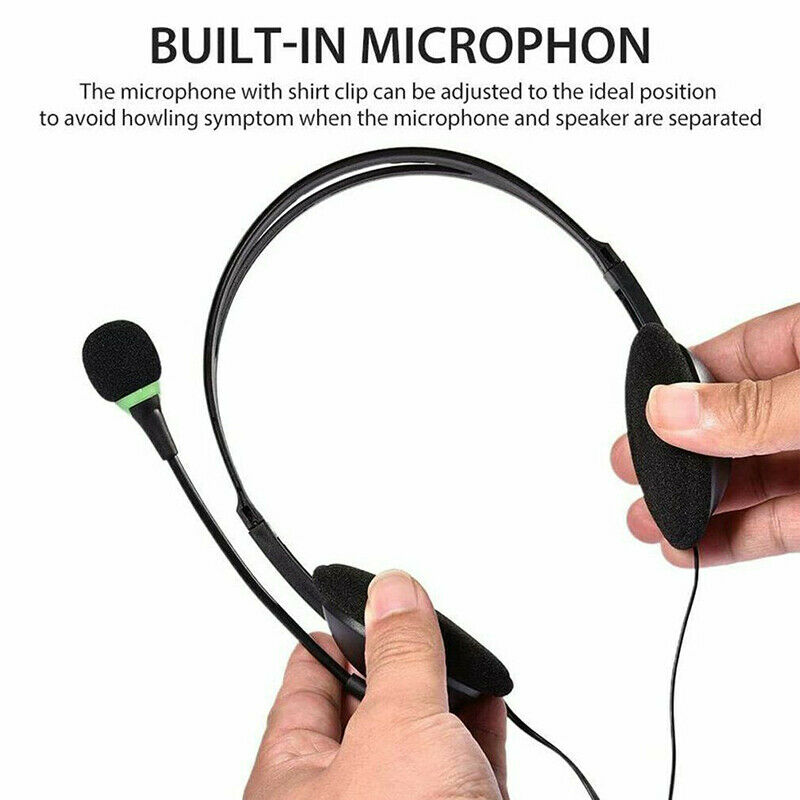USB Wired Computer Headset Headphone with Microphone for Windows PC Laptop