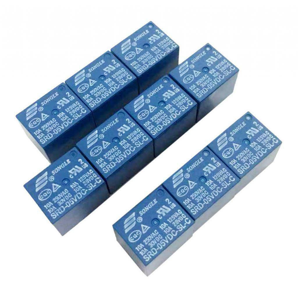 10 Pcs. DC 5V Mini Power Relay, 5Pin, AC250V / AV125V / DC30V / DC28V
