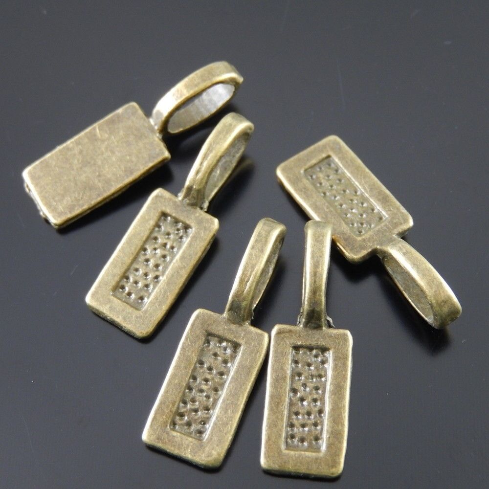 40 pcs Antiqued Bronze Rectangle Glue On Bails Earring Pendant Jewellery Making